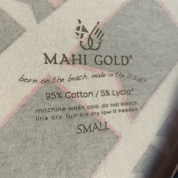 Mahi Gold Stretch Jersey Dress Nautical Flag Pattern Size Small - Picture 4 of 6